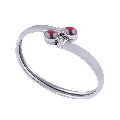 Zilveren slavenarmband gezet met Granaat