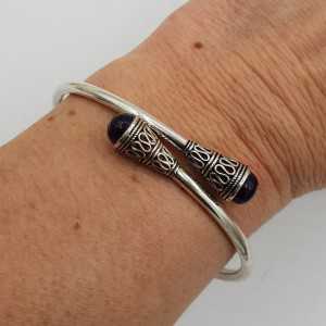 Silver bangle bracelet with Amethyst