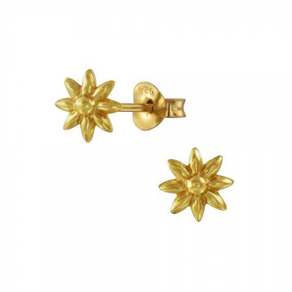 Gold plated flower oorknopjes