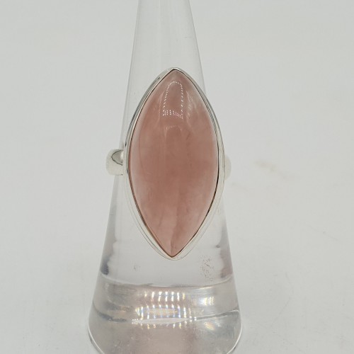 Zilveren ring gezet met grote marquise Rozenkwarts 16 mm