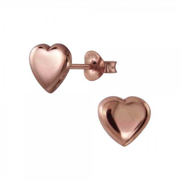 Rosé gold-plated heart oorknopjes