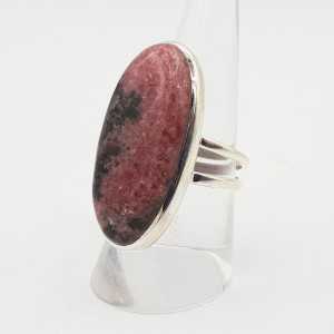 Silver ring set with Rhodonite 18.5 mm