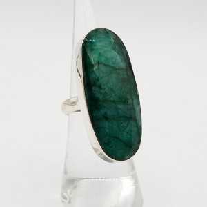 Silber ring besetzt mit großen, ovalen Smaragd 16,5 mm
