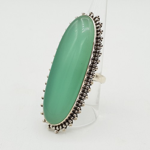 Zilveren ring met grote ovale aqua Chalcedoon 19 mm