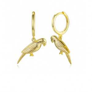 Gold-plated creoles with parrot parrot pendant