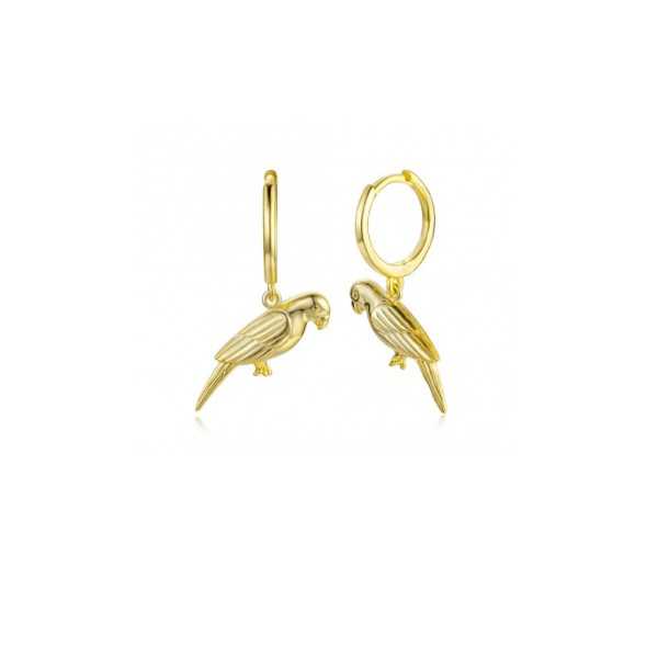 Gold-plated creoles with parrot parrot pendant