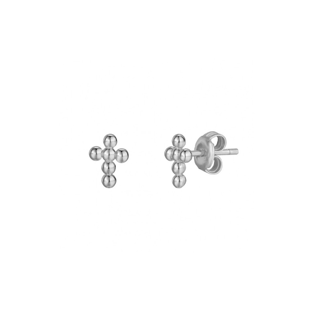 925 Sterling silver beaded cross oorknopjes