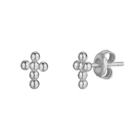 925 Sterling zilveren beaded kruis oorknopjes