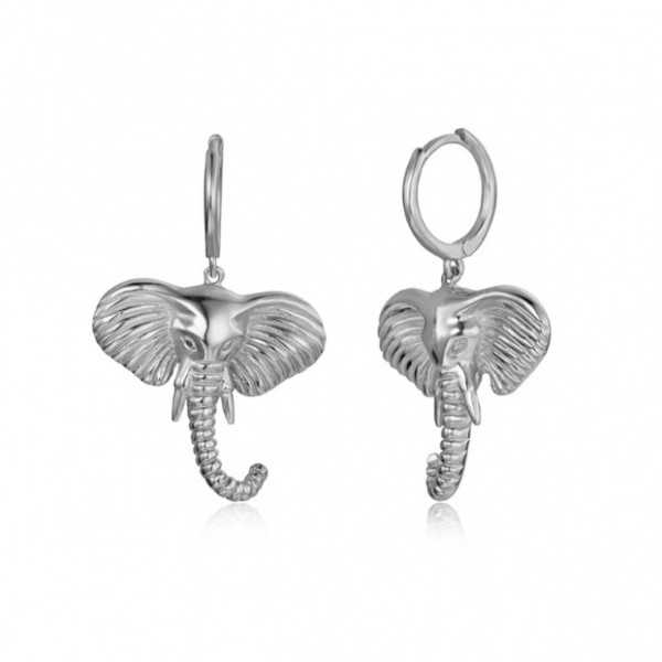 Sterling Silber Kreolen mit Elefanten-Anhänger