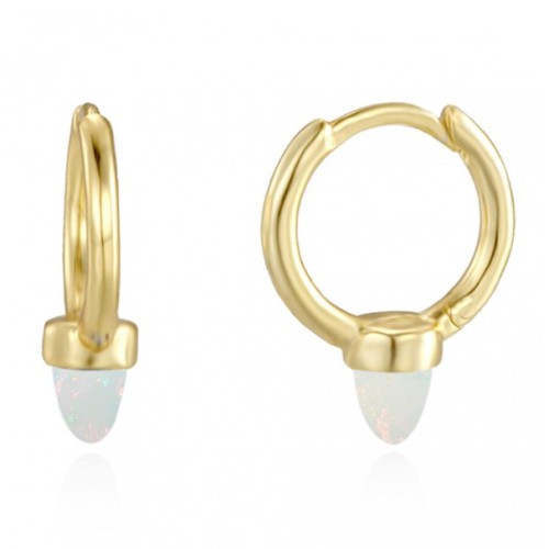 Vergulde creolen met Opaal