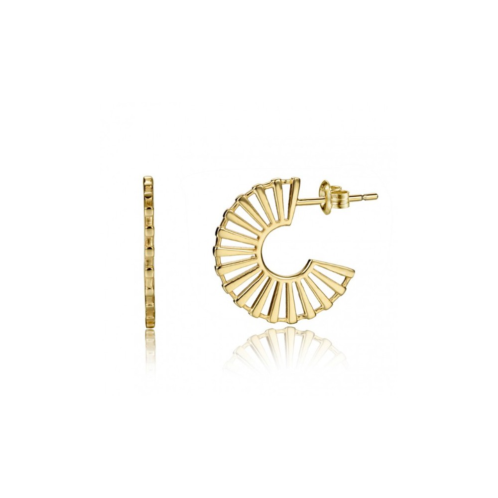 Gold plated open half disc earrings