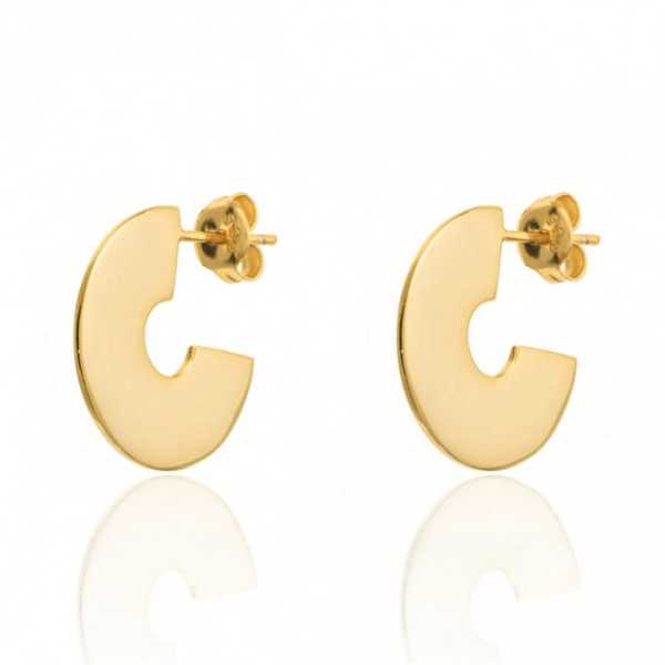 The gold-plated disc drop earrings