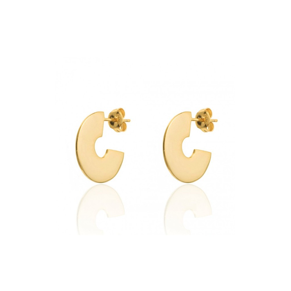 The gold-plated disc drop earrings