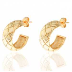 Gold plated wide snake print and creoles, small