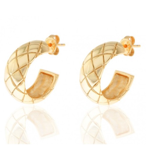 Vergulde brede snake print creolen small