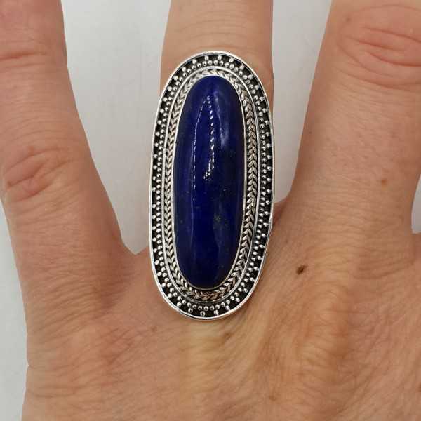 A silver ring set with Lapis Lazuli