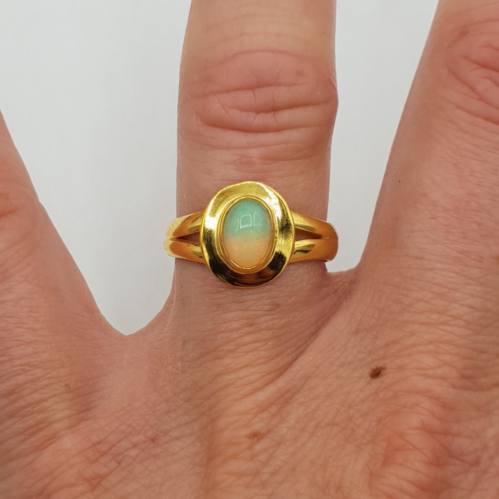 Gold-plated ring with Ethiopian Opal 16.5 mm