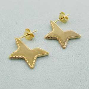 Gold plated star drop earrings with Zircon