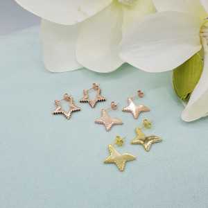 Rose gold plated star-Ohrringe mit Zirkon