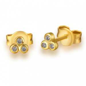 Gold-plated oorknopjes with three Cz's
