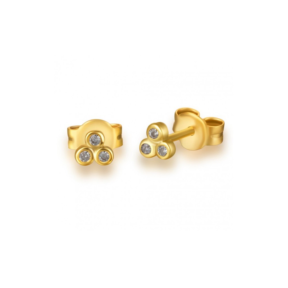 Gold-plated oorknopjes with three Cz's