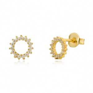 Gold-plated oorknopjes a circle with Cz