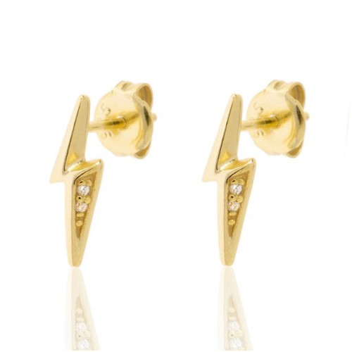 Vergulde bliksem oorknoppen gezet met Zirkonia