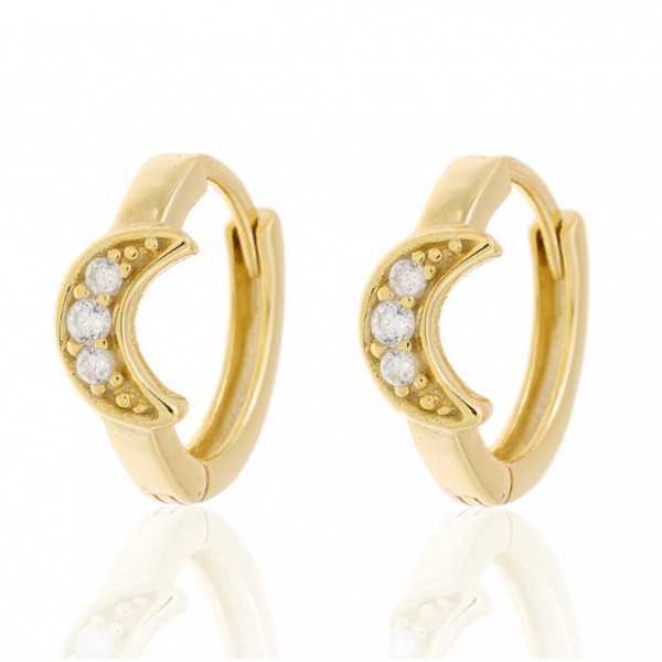 Gold-plated creole with the moon and set with Cz