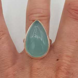 Silber ring mit aqua Chalcedon 17,5 mm