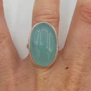 Zilveren ring met ovale aqua Chalcedoon 17.3 mm