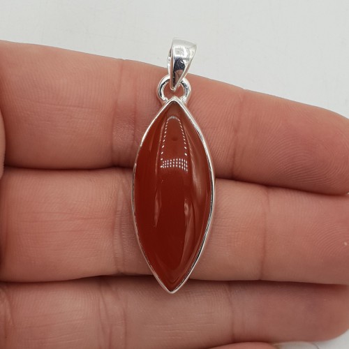 Zilveren hanger cabochon geslepen marquise Carneool
