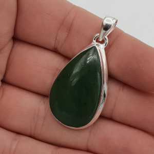 Silver pendant made with teardrop shaped Jade