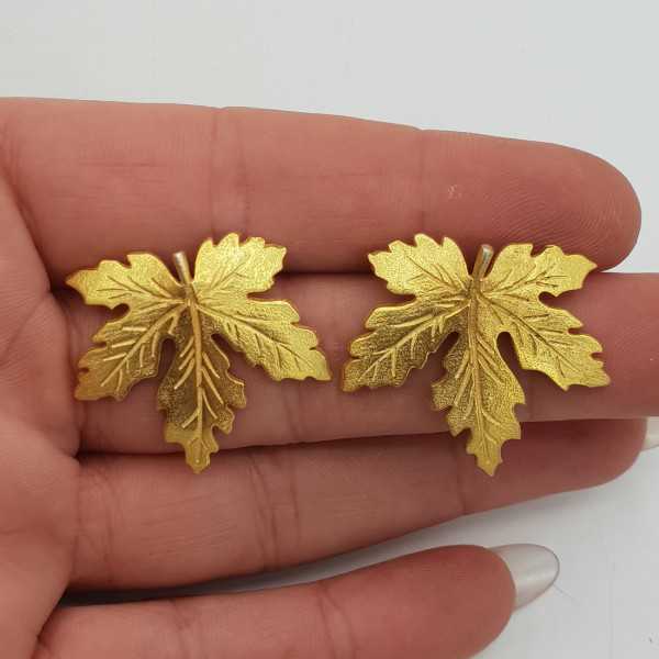 Gold-plated leaf drop Ohrringe