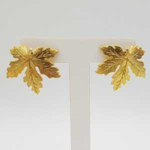Gold-plated leaf drop earrings