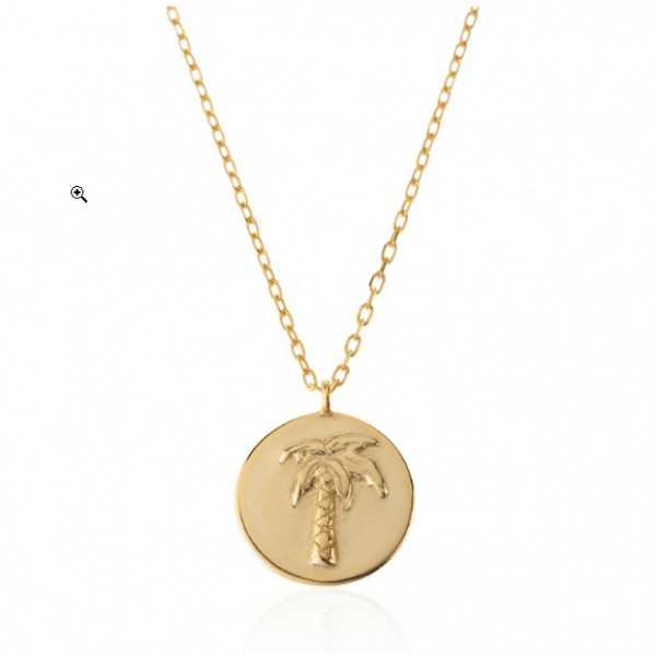 Gold-plated necklace with palm tree pendant