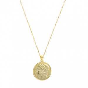 Gold-plated necklace with a Roman coin pendant