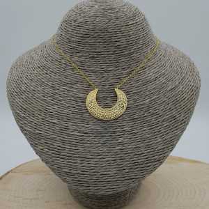 Gold-plated necklace with a carved half-moon pendant
