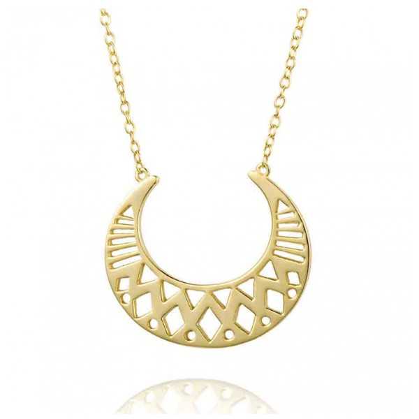 Gold, gold chain, open-worked, half-moon pendant