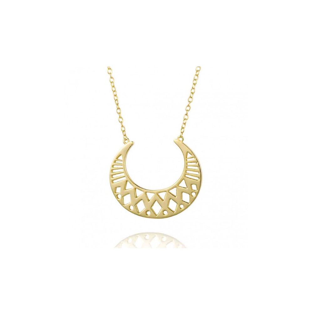 Gold, gold chain, open-worked, half-moon pendant