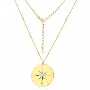 Gold-plated necklace with a Noordster pendant set with Cz