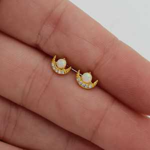 Gold-plated oorknopjes with Opal and Cz