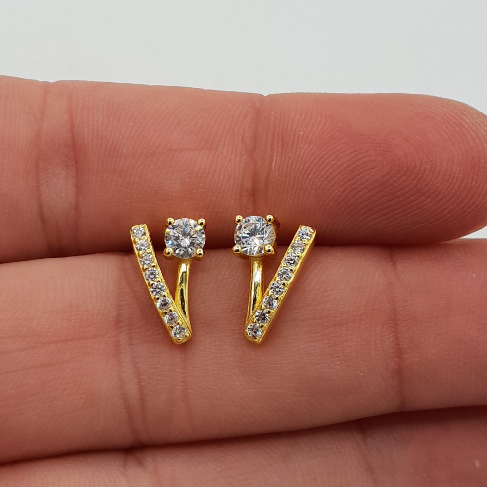 Gold-plated oorknoppen set with Cz