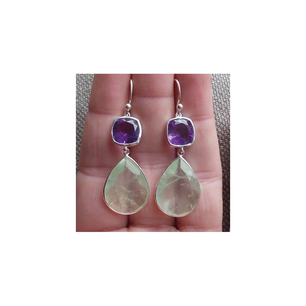 Silver earrings set with Amethyst and Amethyst