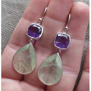 Silver earrings set with Amethyst and Amethyst