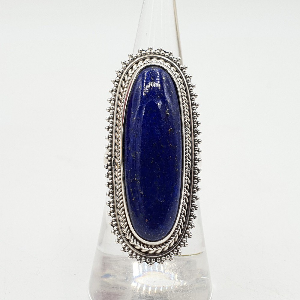 Zilveren ring gezet met ovale Lapis Lazuli