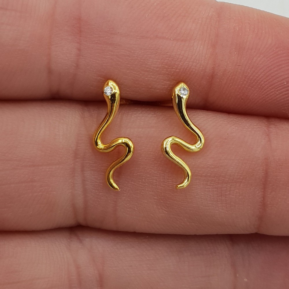 Gold-plated snake oorknoppen set with Cz