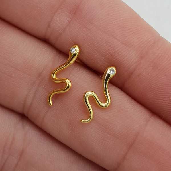 Gold-plated snake oorknoppen set with Cz