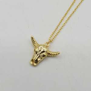 Gold-plated necklace with the bull skull pendant
