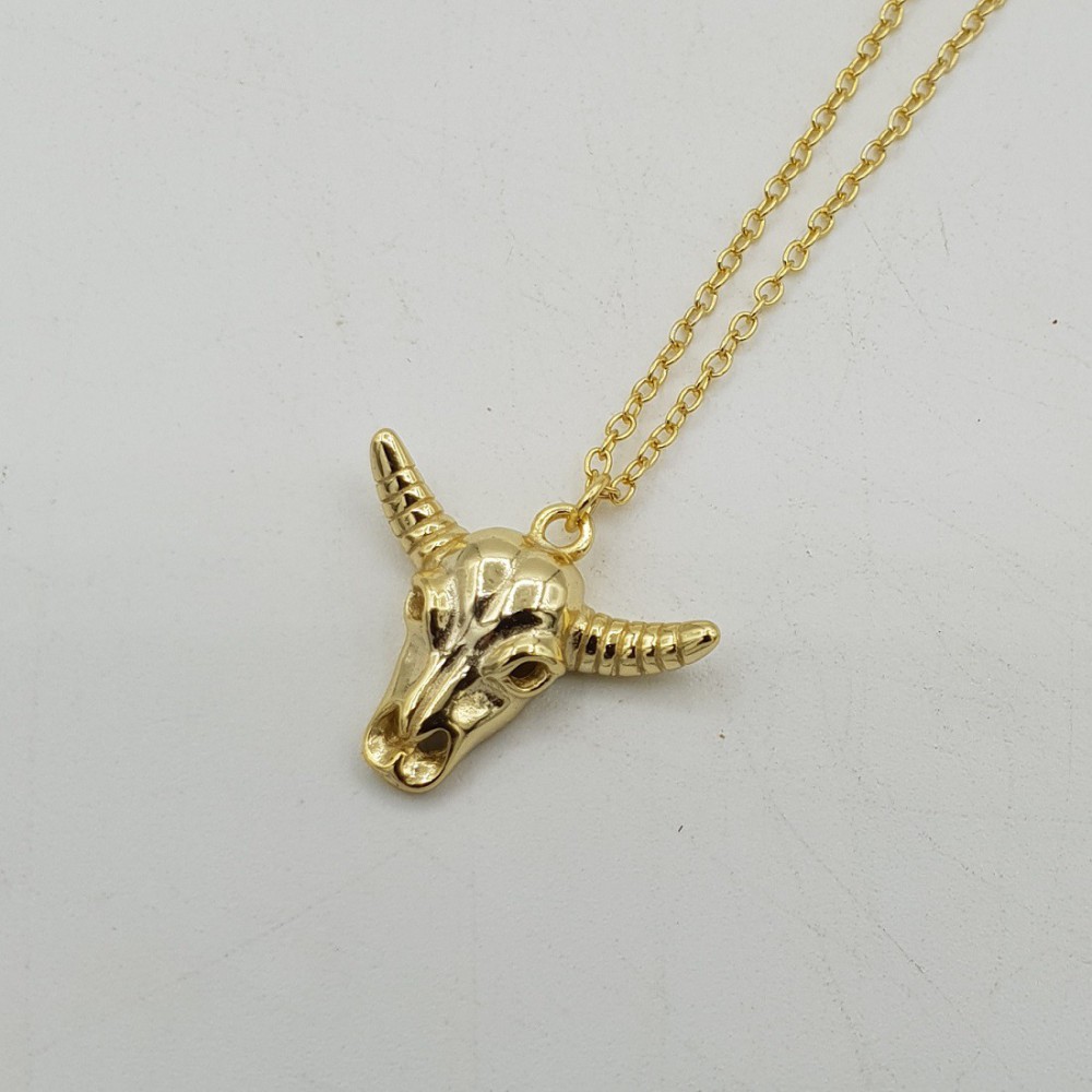 Gold-plated necklace with the bull skull pendant