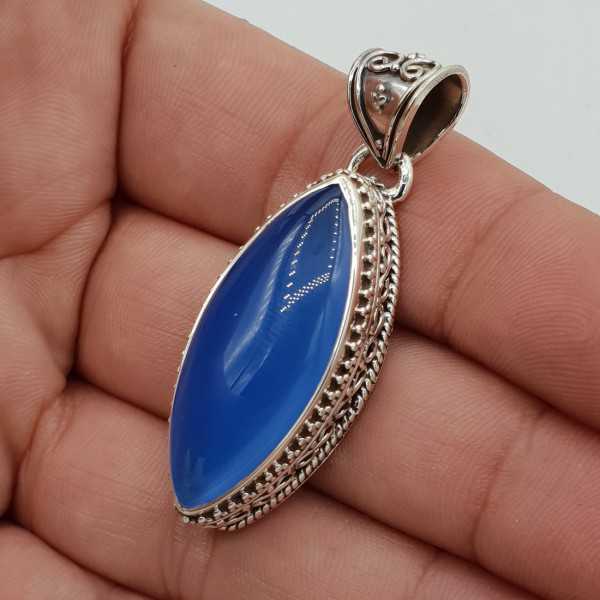 Ohrringe Silber marquise blauer Chalcedon in jeder Umgebung